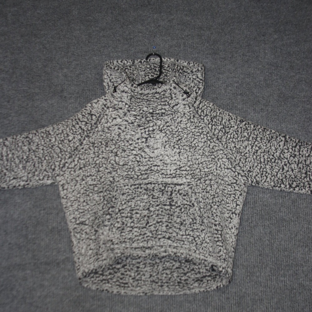 PINK Victoria's Secret Sherpa Hoodie Women S Gray Excellent Fleece Pullover